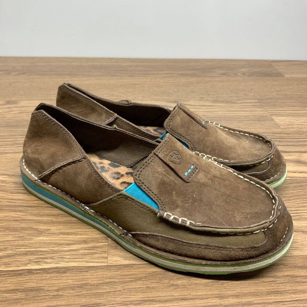Ariat Womens Cruiser Sz 9 M Brown Leather Slip On Moc Toe‎ Loafer Shoes 10017457